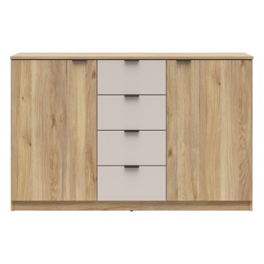 Komoda Tabina 140 cm z 2 drzwiami i 4 szufladami dąb mauvella/kaszmir