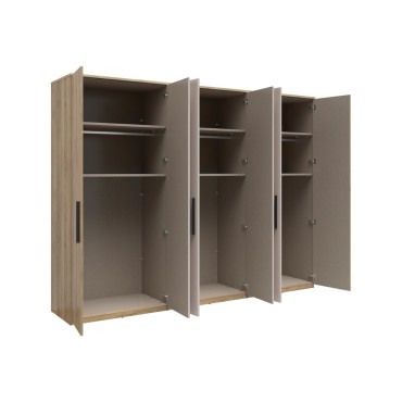 Szafa sześciodrzwiowa Tabina 300 cm dąb mauvella/kashzmir