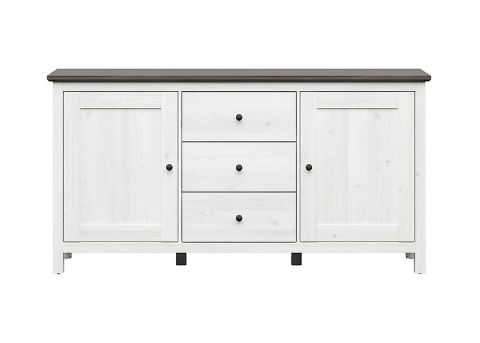 Komoda Hesen 186 cm z 2 drzwiami i 3 szufladami modrzew sibiu jasny/sosna larico