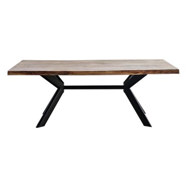 Stół prostokątny drewniany Timon III 200x90 akacja/czarny
