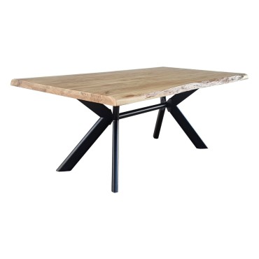 Stół prostokątny drewniany Timon III 200x90 akacja/czarny