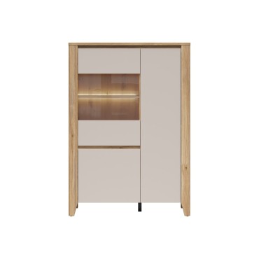 Witryna Sawira II 107 cm z 3 drzwiami dąb mauvella/kaszmir