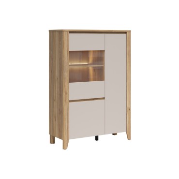 Witryna Sawira II 107 cm z 3 drzwiami dąb mauvella/kaszmir