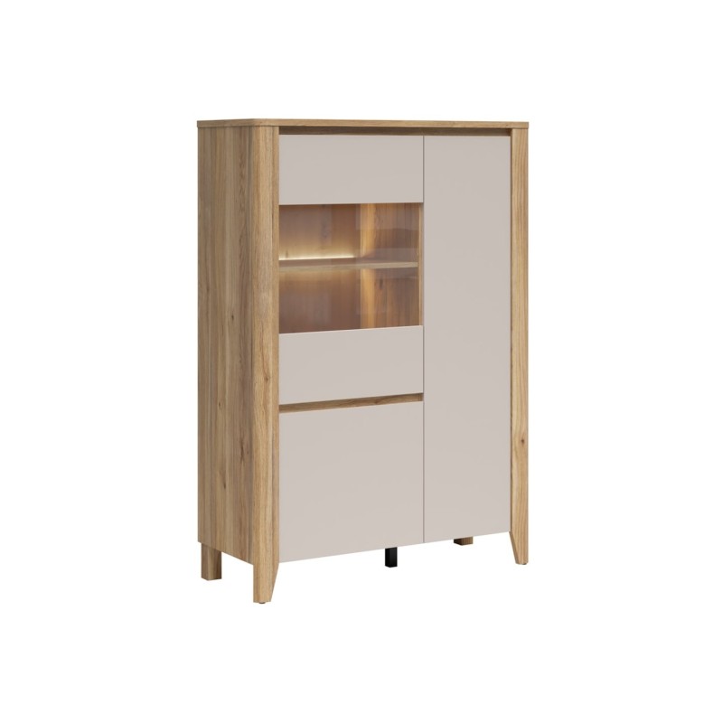Witryna Sawira II 107 cm z 3 drzwiami dąb mauvella/kaszmir