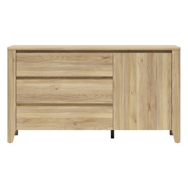 Komoda Sawira II 160 cm z drzwiami i 3 szufladami dąb mauvella