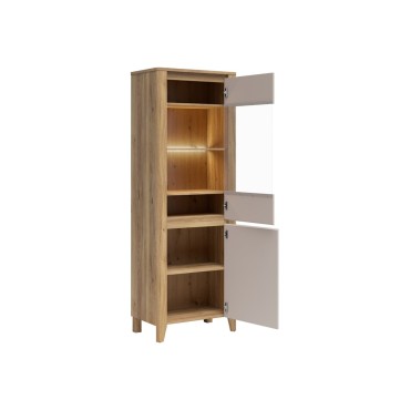 Witryna Sawira II 70 cm z 2 drzwiami dąb mauvella/kaszmir
