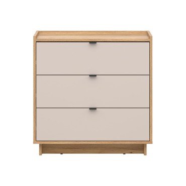 Komoda Dalva 85 cm z 3 szufladami dąb mauvella/kaszmir