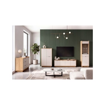 Komoda Dalva 85 cm z 3 szufladami dąb mauvella/kaszmir