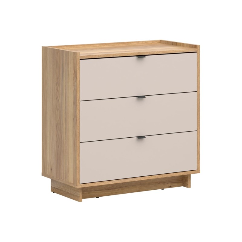 Komoda Dalva 85 cm z 3 szufladami dąb mauvella/kaszmir