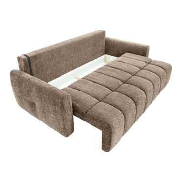 Sofa rozkładana trzyosobowa Cloud z pojemnikiem brązowa
