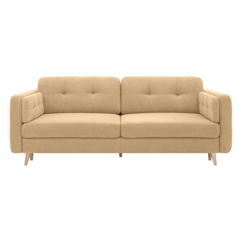 Sofa trzyosobowa Cornet rozkładana z pojemnikiem miodowa