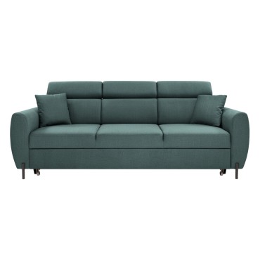 Sofa trzyosobowa Nolio rozkładana z ruchomymi zagłówkami ciemnozielona