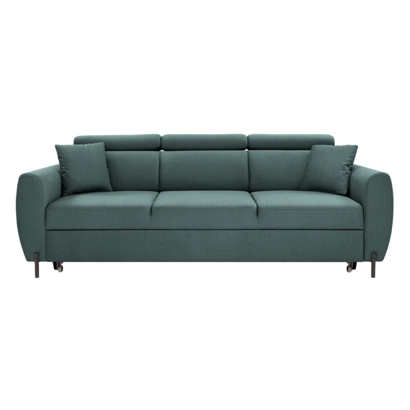 Sofa trzyosobowa Nolio rozkładana z ruchomymi zagłówkami ciemnozielona