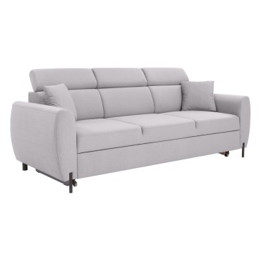 Sofa trzyosobowa Nolio rozkładana z ruchomymi zagłówkami szara