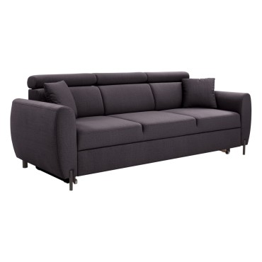 Sofa trzyosobowa Nolio rozkładana z ruchomymi zagłówkami grafitowa
