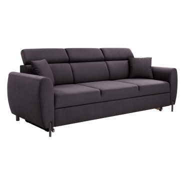 Sofa trzyosobowa Nolio rozkładana z ruchomymi zagłówkami grafitowa