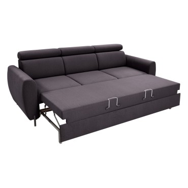 Sofa trzyosobowa Nolio rozkładana z ruchomymi zagłówkami grafitowa