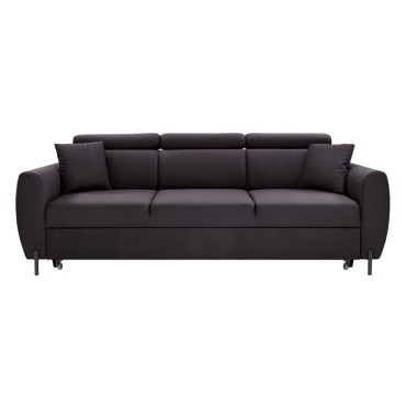 Sofa trzyosobowa Nolio rozkładana z ruchomymi zagłówkami grafitowa