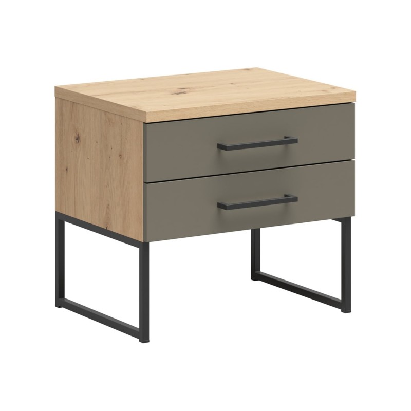 Szafka nocna Auheim 50 cm z 2 szufladami dąb artisan/umbra