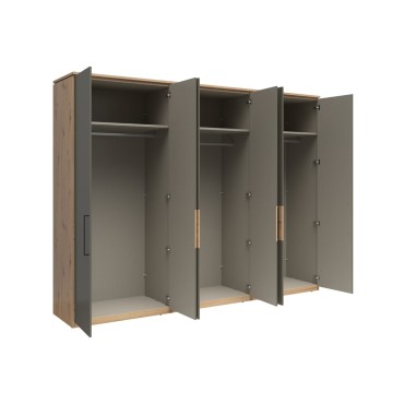 Szafa sześciodrzwiowa Auheim 300 cm dąb artisan/umbra