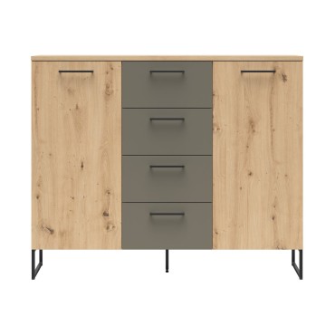 Komoda Auheim 135 cm z 2 drzwiami i 4 szufladami dąb artisan/umbra