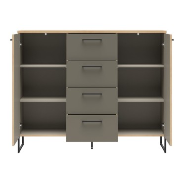 Komoda Auheim 135 cm z 2 drzwiami i 4 szufladami dąb artisan/umbra