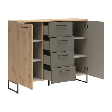 Komoda Auheim 135 cm z 2 drzwiami i 4 szufladami dąb artisan/umbra