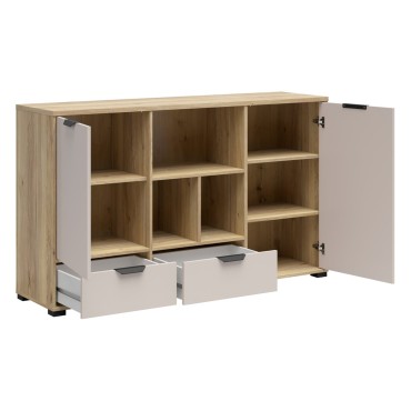 Komoda Chuck 150 cm z 2 drzwiami 2 szufladami dąb mauvella/kaszmir