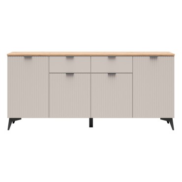 Komoda Velton 180 cm z 4 drzwiami i 2 szufladami kaszmir/dąb artisan