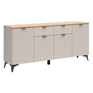 Komoda Velton 180 cm z 4 drzwiami i 2 szufladami kaszmir/dąb artisan