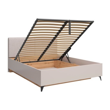 Łóżko Velton B1 160x200 ze stelażem i pojemnikiem kaszmir