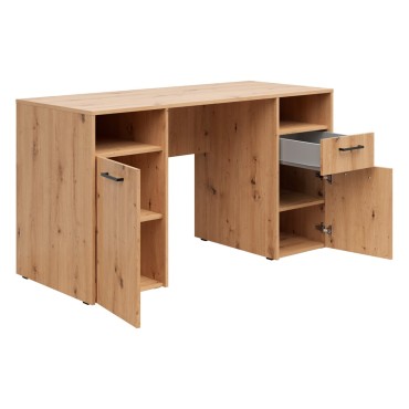 Biurko Multido 140 cm z 2 drzwiami i szufladą dąb artisan