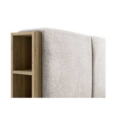 Łóżko kontynentalne Duo Box z materacem 160x200 ze stelażem i pojemnikiem kremowe