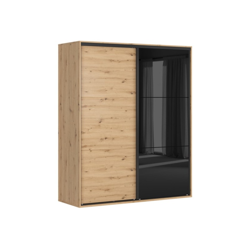 Szafa przesuwna Flex 180 cm dąb artisan/czarny połysk