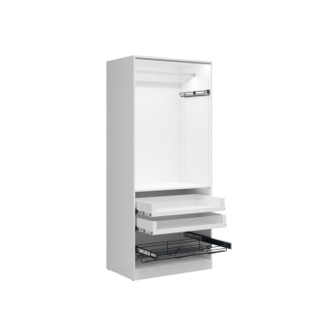 Szafa dwudrzwiowa Unit 91x210 z szufladami i LED biała