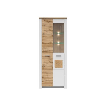 Witryna Matera 80 cm z 2 drzwiami i LED biały/dąb wotan