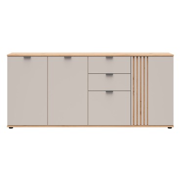 Komoda Brevas 195 cm z 4 drzwiami i 2 szufladami dąb artisan/kaszmir