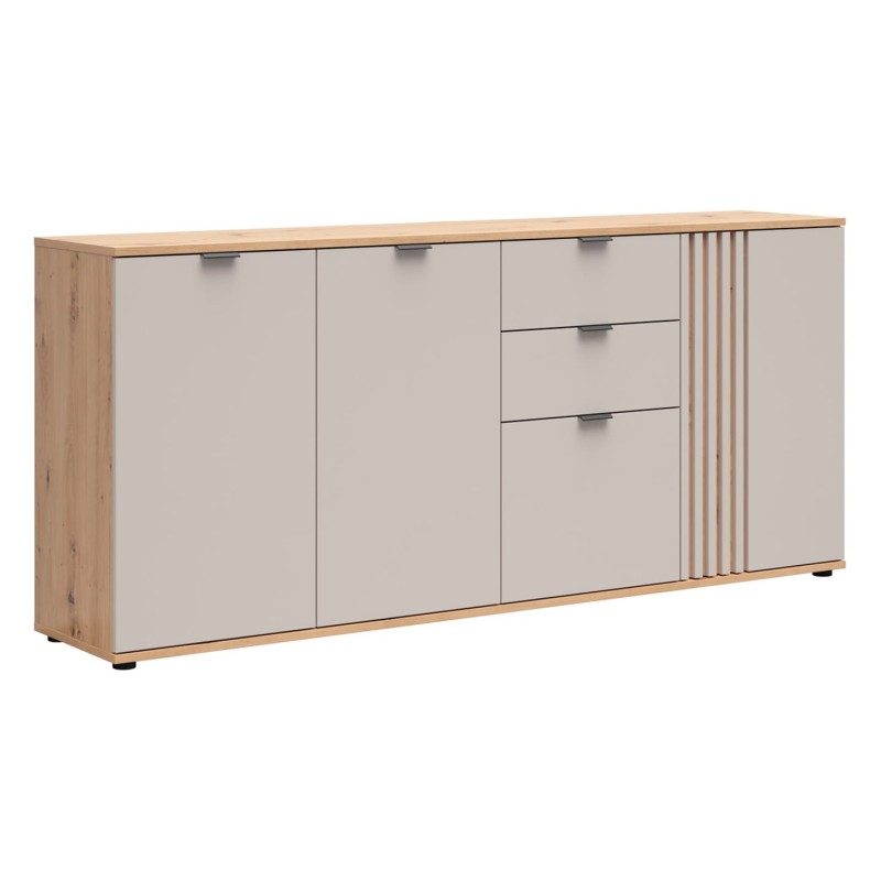 Komoda Brevas 195 cm z 4 drzwiami i 2 szufladami dąb artisan/kaszmir