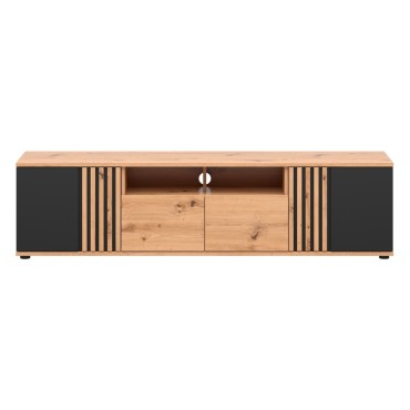 Szafka RTV Vabres 180 cm z 2 drzwiami i szufladami dąb artisan/czarny