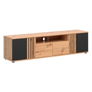 Szafka RTV Vabres 180 cm z 2 drzwiami i szufladami dąb artisan/czarny