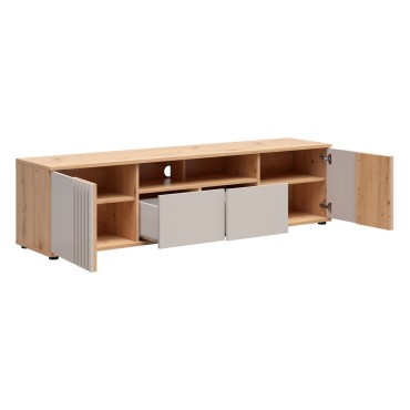 Szafka RTV Brevas 180 cm z 2 drzwiami i szufladami dąb artisan/kaszmir