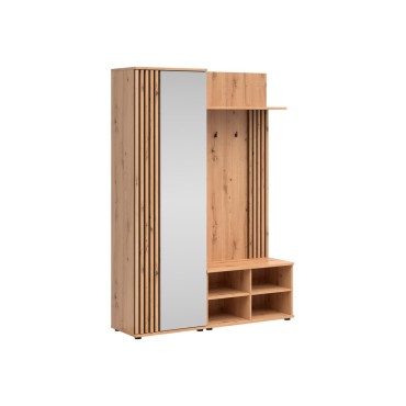Przedpokój Vabres 140 cm szafa i wieszak dąb artisan/czarny