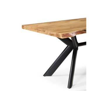 Stół prostokątny drewniany Timon III 200x90 akacja/czarny