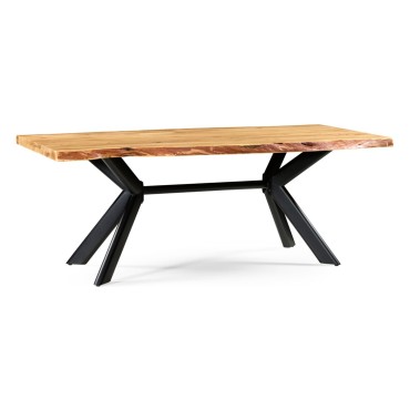 Stół prostokątny drewniany Timon III 200x90 akacja/czarny