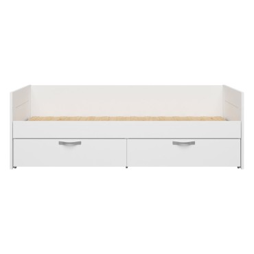 Łóżko rozkładane Lepini 90-180x200 z 2 szufladami białe