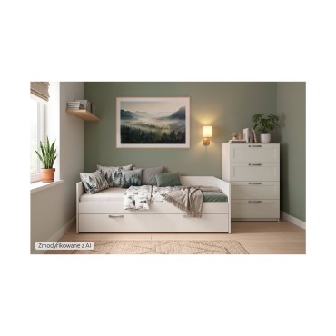 Łóżko rozkładane Lepini 90-180x200 z 2 szufladami białe