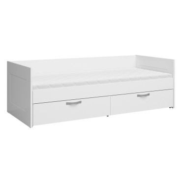 Łóżko rozkładane Lepini 90-180x200 z 2 szufladami białe