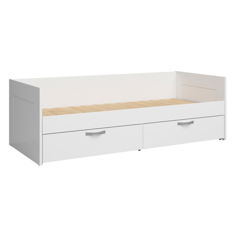 Łóżko rozkładane Lepini 90-180x200 z 2 szufladami białe