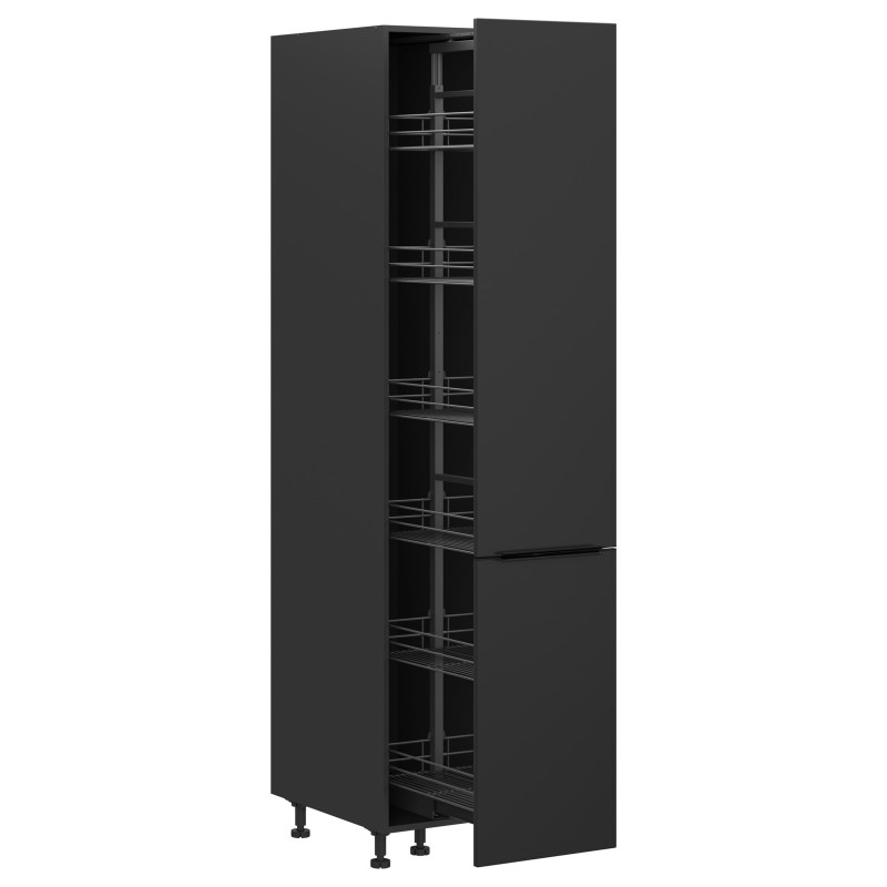 Szafka kuchenna wysoka Sole L6 40 cm z koszem cargo czarny mat