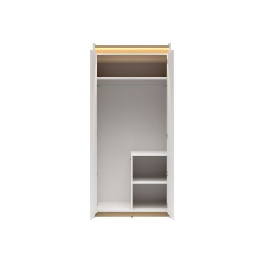 Szafa dwudrzwiowa Luwia 90 cm z LED jasny szary/dąb arles
